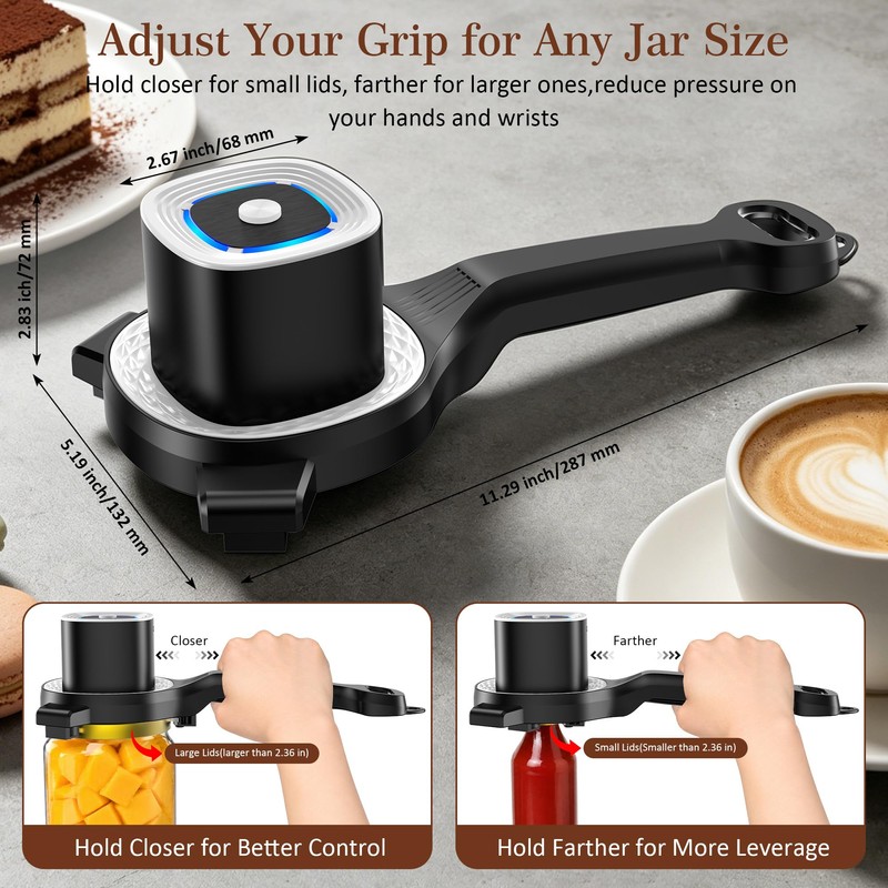 Electric Jar Opener for Seniors with Auto-Adjusting Gripper,Fit 1"-3.5" Cap