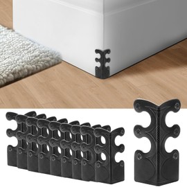 10PCS Solid Brass Skiffers Board Corner Protectors, Skirting Baseboard Corner Bracket, Vintage Metal Corner Safety Protector, Decorative Cover, Black, 10 Pack