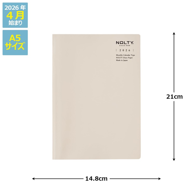 Noritsu NOLTY Planner 2026 April Start A5 Monthly Tio Gray