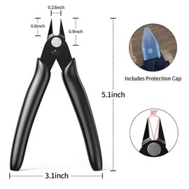 BOENFU Precision 170 Flush Cutters 10 Pack Jewelry Wire Cutters 5 Inch Small Side Cutter for 3d Print, Plastic Models, Jewelry Making, Electronics, Black