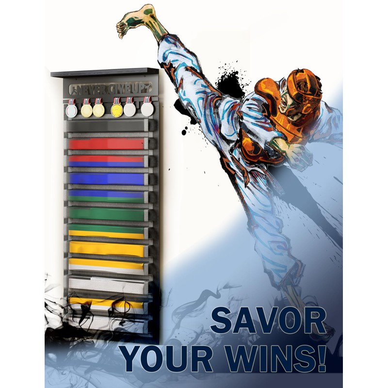 3 in 1 Karate and 10 Belts Taekwondo Belt Display