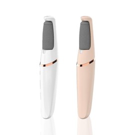 AMOCOCO New fully automatic electric foot grinder, beautiful foot, small rechargeable, calluses and dead skin removal, foot rubbing and foot repair Manicure - Color: white+pink