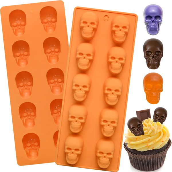 Skull Chocolate Molds, 2PCS Halloween Skull Candy Molds 20 Cavity
