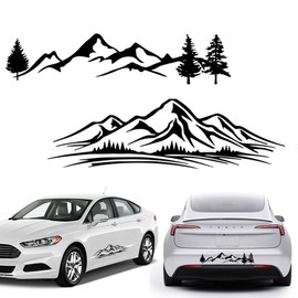 GHPKOTW 2 Auto Aufkleber, Mountains Camping Van Wohnwagen Auto Sticker, Autoaufkleber Tuning Multifunktional, Für Motorrad PC Laptop Zubehör, Für Alle Glatten Oberflächen, Schwarz