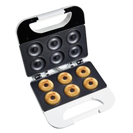 COOK WITH COLOR Mini Donut Maker: Craft Colorful Treats with 750W, Non-Stick Plates, Easy-to-Clean, Cool-Touch Handle, Skid Resistant Feet; Makes 6 Doughnuts for Kid-Friendly Delights, Cream
