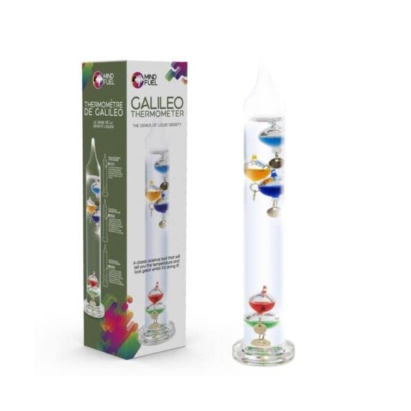 Galileo Thermometer 28cm Tall Freestanding Indoor Decorative 18-26 Celsius Scientific Gift in Premier Life Store Box
