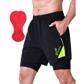 Sportneer Bike Shorts for Men - 3D Padded Lightweight Loose-fit Riding Biking Bicycle Biker Shorts for Men Zipper Pockets Black