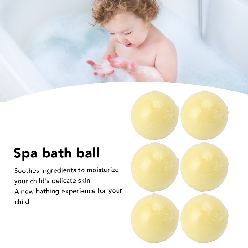 6pcs Bath Salt Ball Moisturizing Colorful Kid Friendly Mild Lemon