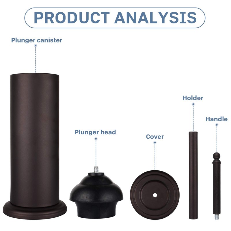 DOWRY Anti-Hand Off Bronze Toilet Plunger with Holder for Bathroom,Powerful