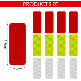 12 Pieces Safety Reflective Stickers,Warning Reflective Stickers Stick-on Car Reflector Sticker Waterproof Reflective Tape Stickers for Vehicle,Bicycles,Motorcycles,Motorcycle Helmet(3x8cm,3 color）