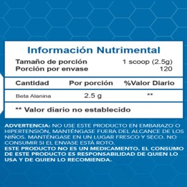 Essentials Beta Alanina 300 Gr 120 Serv Sabor Sin sabor