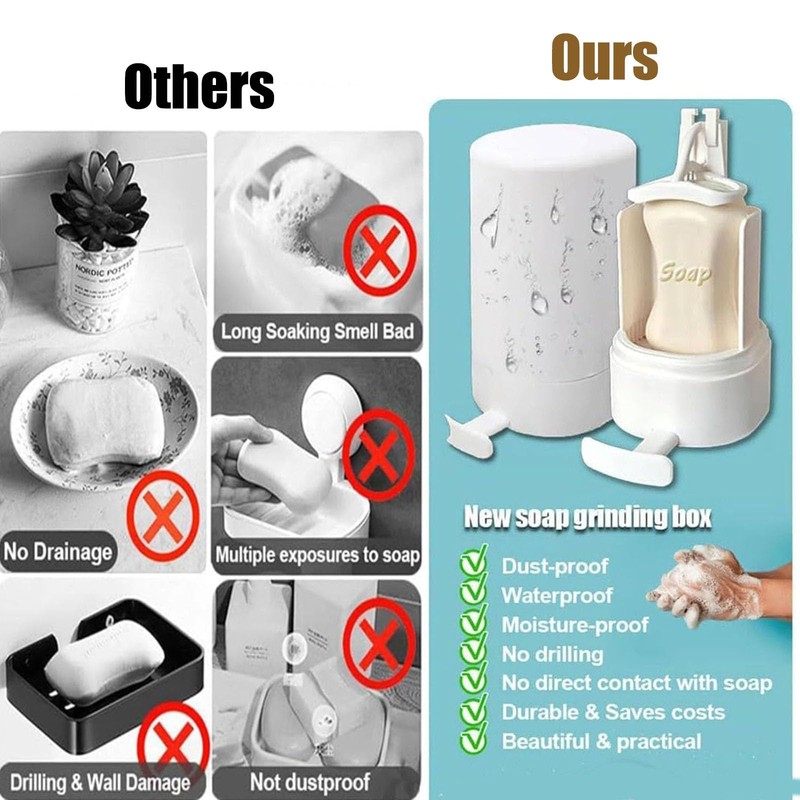 Bar Soap Grinder Dispenser, Wall Mounted Adjustable Powder Dispensing Bar