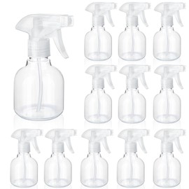 Jinei 24 Pcs 8 oz Empty Clear Plastic Spray Bottle with White Trigger Sprayers PET Adjustable Head Sprayer from Fine to Stream Refillable Sprayer for Hair Plants Pets Cooking, No leakage