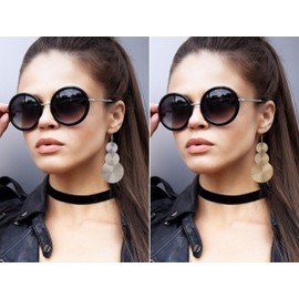 SPUNKYsoul 2 Pack 3 Teardrop Drop Dangle Fashion Earrings in Matte Gold and Silver for Women (3 Disc Gold and Silver)