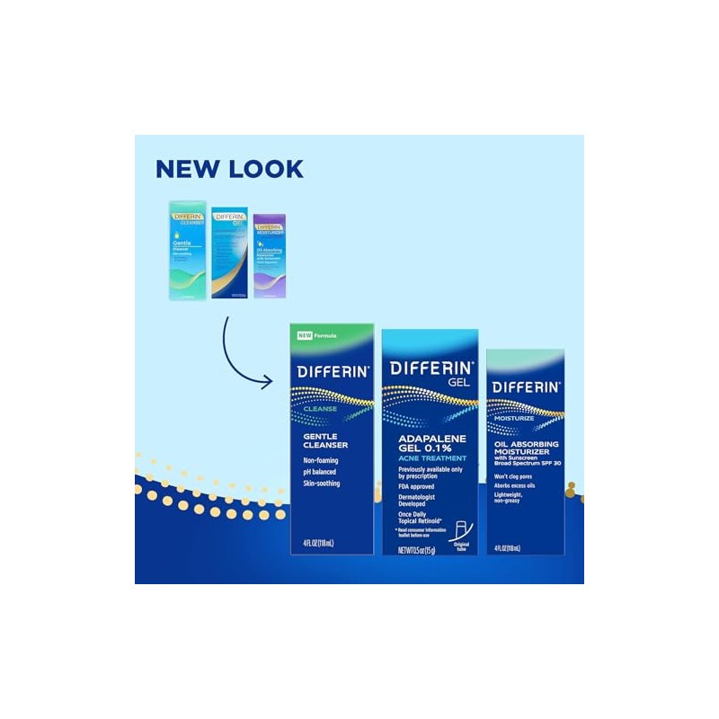 Differin Skin Care Set, Differin Gel 3 Step Regimen, Acne