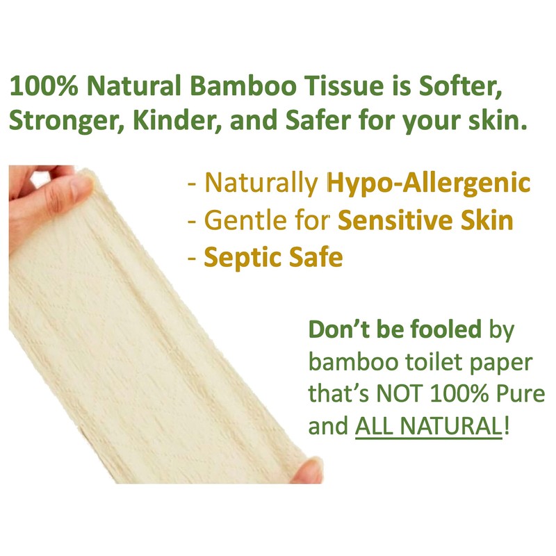 100% Bamboo, thick 3-ply toilet paper, tree-free, unbleached, sustainable, 300