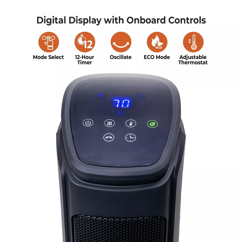Comfort Zone 30" Oscillating Tower Space Heater with Remote Control