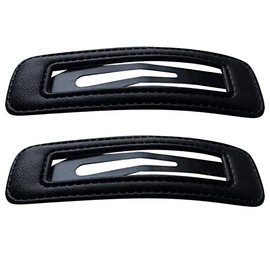 2.95" Leather Snap Clips Metal BB Clips Hair Barrettes Hair Pins Hair Slide Stylish for Women Girl,2 Pack (Black)