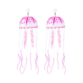 Exaggerate Glow Jellyfish Dangle Drop Weird Earrings Light up Glow in the Dark Party Decoration Vacation Music Festival Club Creative Funny Jewelry for Women-pink