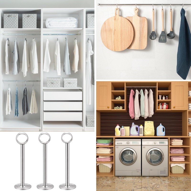 sourcing map 4 Pcs Curtain Rod Brackets 25mm(1"） Stainless Steel