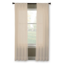 Curtainworks Trinity Crinkle Voile Sheer Curtain Panel, 51 by 63", Oyster