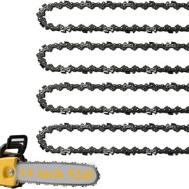 4-Pack Chainsaw Chain for 14 Inch (35cm) Bar, 3/8" LP Pitch, .043" Gauge, 52 Drive Links, Fits for Bosch, Karcher, Husqvarna, Makita and More - Without Guide Bar