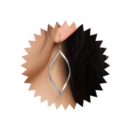 Yheakne Boho Rhombus Drop Earrings Silver Swirl Wire Earring Vintage Geometric Hoop Hook Earrings Large Geometric Twisted Wire Earrings Jewelry for Women and Girls