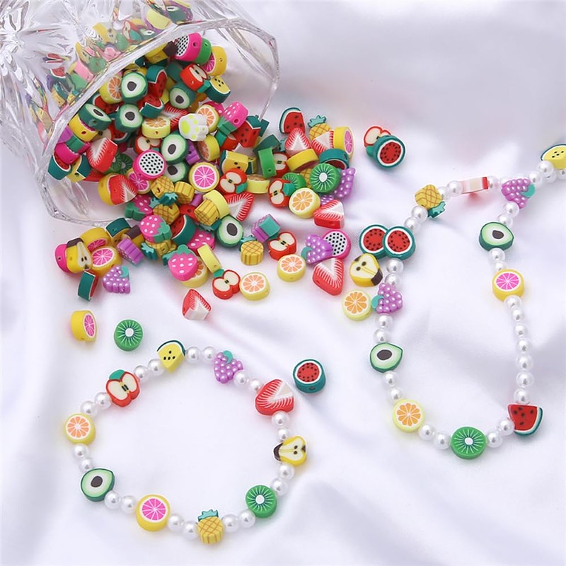 JIHUOO 100 Pcs Fruit Polymer Clay Beads Clay Bead Charms