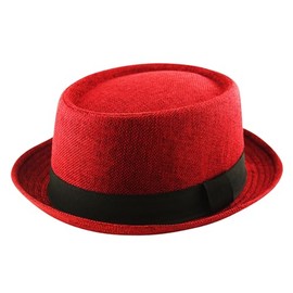 Adult Pork Pie Trilby Fedora Jute Hessian Hat Band Unisex (Breaking Bad Heisenberg Style) Burgundy Red (60 cm)