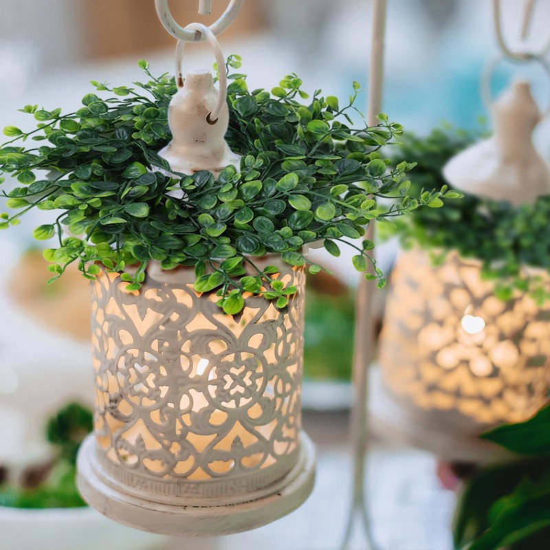 Mini Green Boxwood Candle Rings Wreaths Spring Summer Kitchen Cabinet