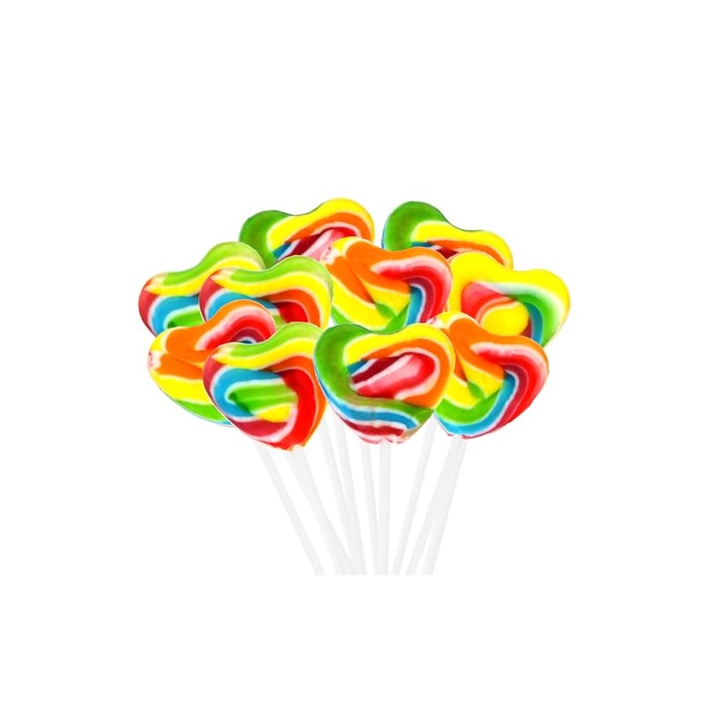 Snacktery Heart Lollipops - 24 Heart-Shaped Valentines Lollipops - Rainbow