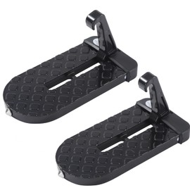 TOPWAY Car Doorstep Foot Folding Pedal 2Pcs, Max Loading Capacity 100kg, Multi-Functional Foldable Car Door Step Foot Pegs Latch Hook with Safety Hammer Function 451650