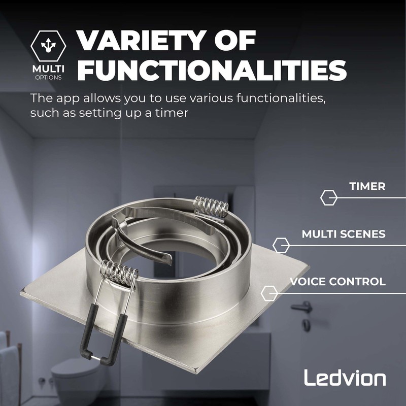 Ledvion Smart Seville LED Recessed Spotlight, Stainless Steel, Slim WiFi,