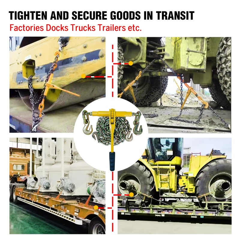 Chain and Binder Kit 5/16in-3/8in，G80 Chains Heavy Duty Ratchet Load