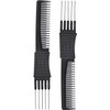 2pcs Professional Salon Teasing Back Comb, Black Carbon Comb by