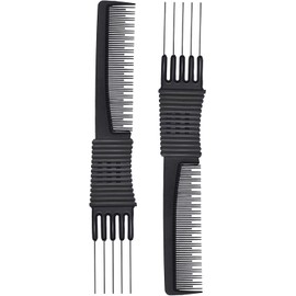 2pcs Professional Salon Teasing Back Comb, Black Carbon Comb by Teasing Back Comb
