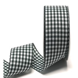 s.dekoda Ribbon 25 m x 40 mm Green / White Checked Ribbon Gingham Check Decorative Ribbon without Wire