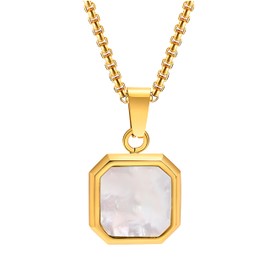 HNMZZPL Square Pendant For Men,Geometric Pendant Necklace Stainless Steel long Chain Necklace for Mens Womens (golden)