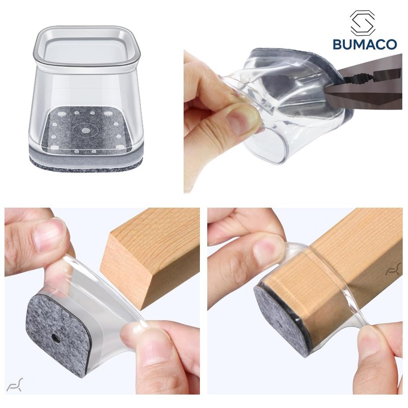 BUMACO Chair Leg Floor Protectors for Hardwood Floors Anti-Scratch 20