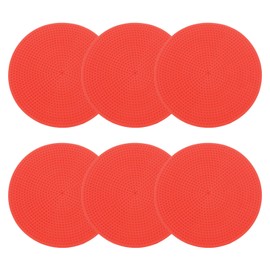 PATIKIL 9 Inch Poly Spot Markers, 6Pcs Non Slip Rubber Floor Dots with Storage Bag Flat Agility Cones for Sports Training Basketball Football, Red