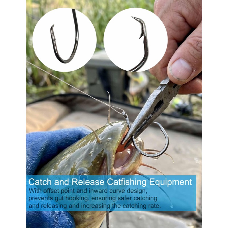 Hlotmeky 100pcs Fishing Hooks with Leader (100pcs-1/0)