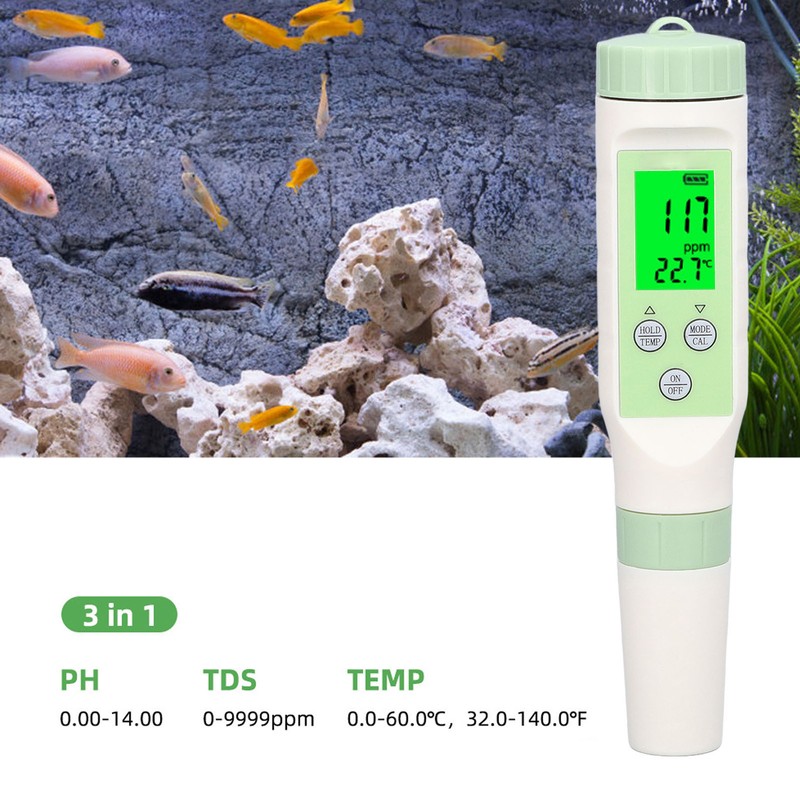 3 in 1 TDS PH Temperature Meter High Accuracy Backlit