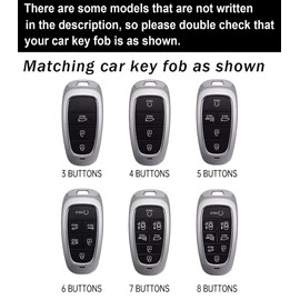 ontto 4-Button Key Fob Protector Fit for Hyundai Solaris Sonata Hybrid Nexo NX4 New Grand Santa Fe Tucson 2020 2021 2022 2023 2024 2025,with Keychain,Red