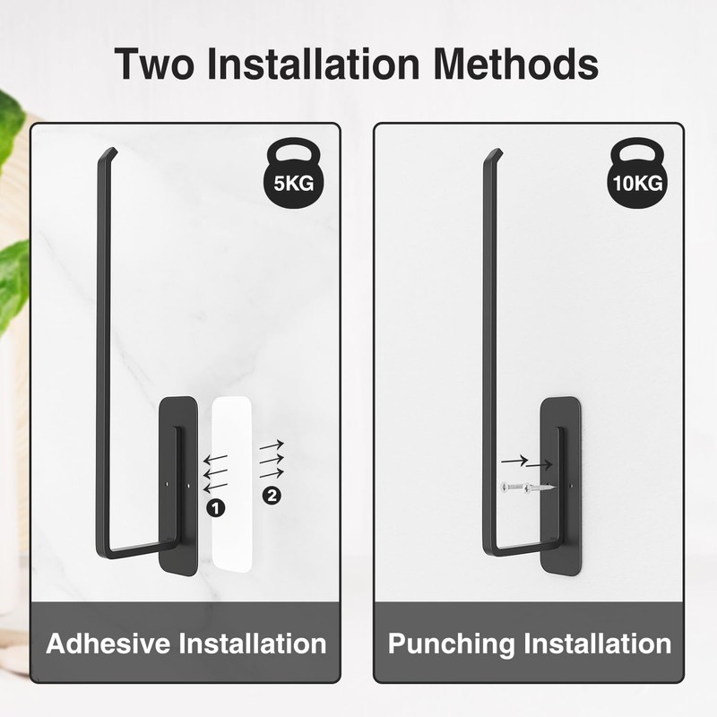 Zewa Kitchen Roll Holder No Drilling – Black Roll Holder,