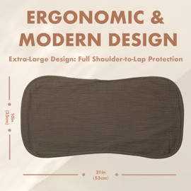 100% Cotton Muslin Baby Bibs, Extra Soft and Absorbent, 6-Layer Multicolor Set (6-Pack), Perfect for Boys & Girls (Beige)