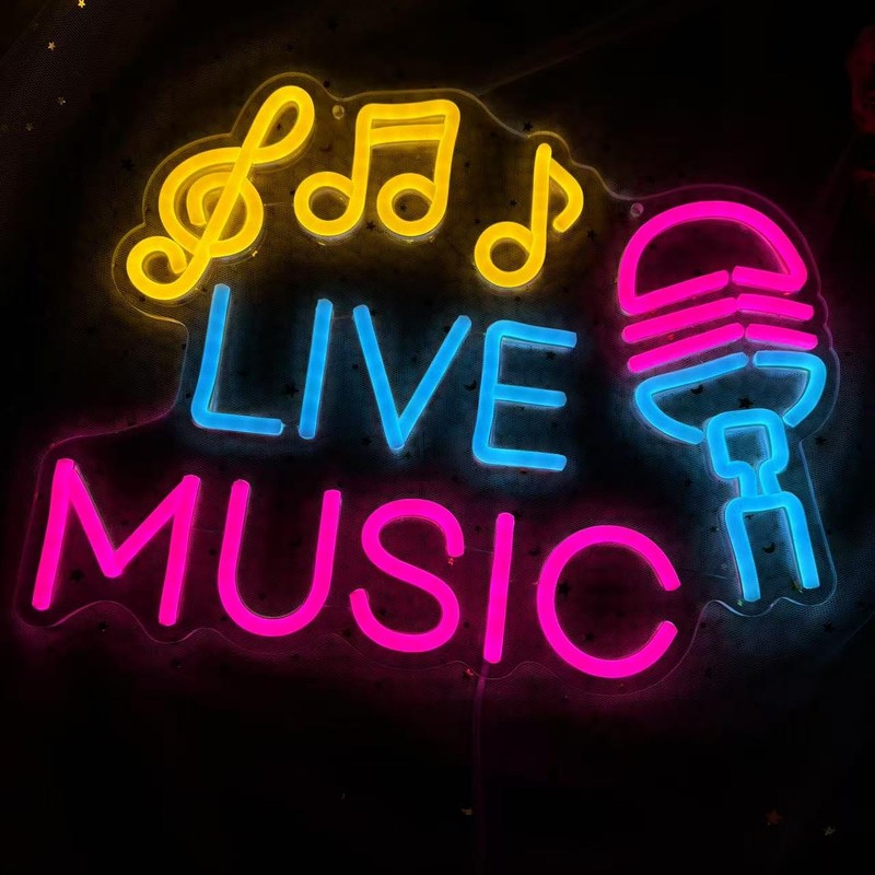 Live Music Neon Sign, Studio Lights, DJ Sign, LED Fall