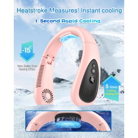 Neck Fan Air Conditioner, 5000mAh Portable Neck Fan with Semiconductor Cooling Airflow Bladeless USB Neck Fans Portable Rechargeable with 3 Speeds, LED Display, Personal Fan for Outdoor Travel Indoor