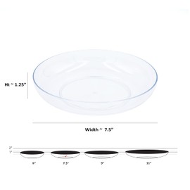 WGV 7.5" Inches Clear Hard Plastic Floral Decoration Designer Dish Plate, Plant Saucer Tray, Wedding Decor Centerpieces Pack of 20 Pieces