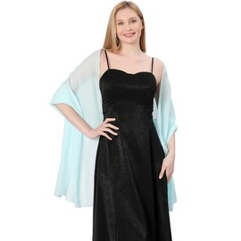 Ladiery Sheer Chiffon Shawls and Wraps for Evening Dresses, Women's Lightweight Soft Scarf for Wedding Bridal Shoulder Scarf, light blue