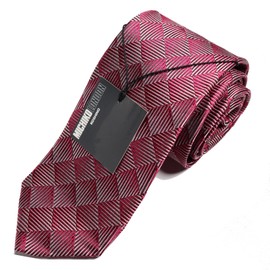 MICHIKORONDON mk-001-B Made in Japan Necktie Brand KOSHINO Geometry Pattern, 100% Silk, Present, Gift, Fashionable, Suit Jacket, Unisex, Unisex, Red, navy